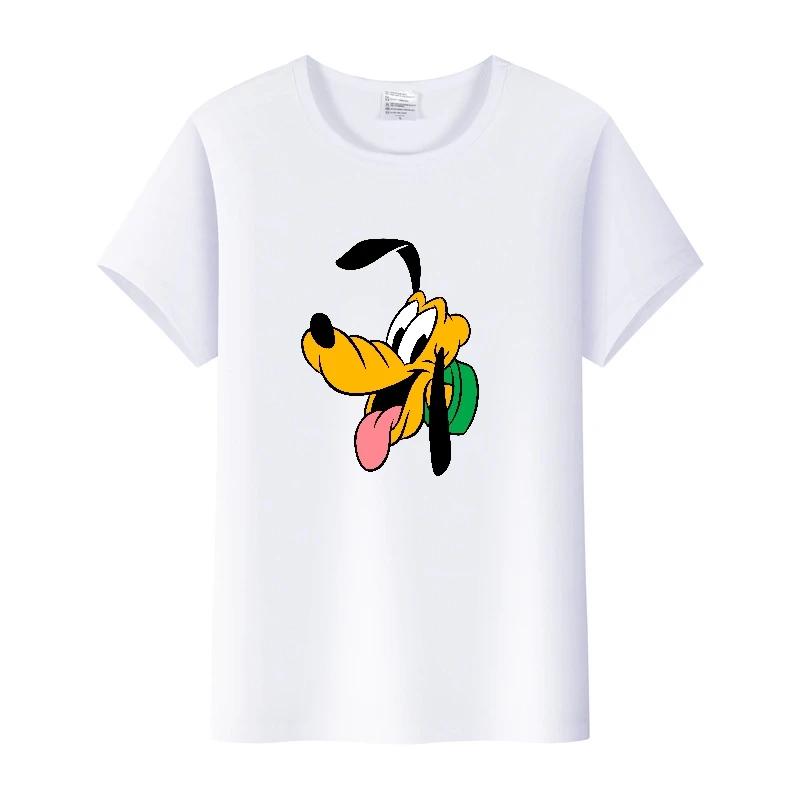 Funny Disney Cartoon Tees Mickey Mouse Pluto Graphic Woman Summer Crop Tops Mens T-Shirts Loose Clothing Grunge Y2K Blouses