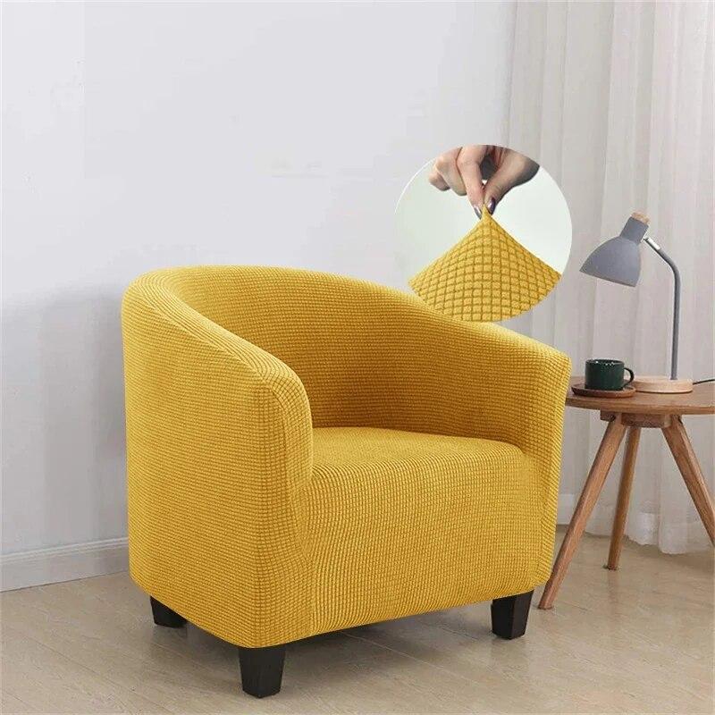 Club Arm Chair Cover Stretch Tub Chair Slipcover Solid Color Sofa Cover Polar Fleece Couch Covers for Bar Counter Living Room