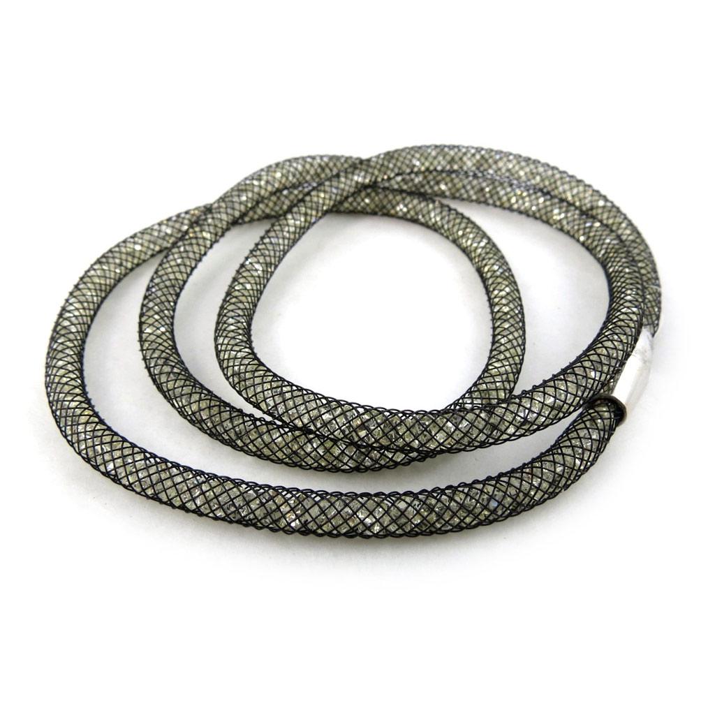 Les Trésors De Lily [M4112] - Black and White 'Joyaux' Designer Bracelet (3 Rows - 5 Mm)