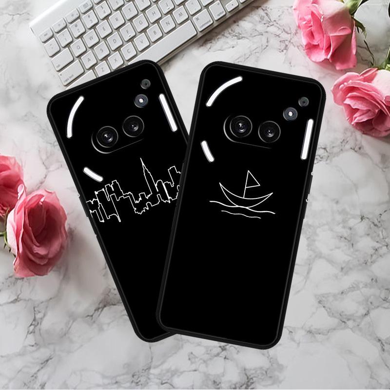 Чехол-бампер Nothing Phone 2A, светящийся в темноте, из мягкого черного ТПУ, с простым дизайном в виде линии