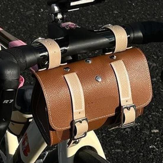 Винтажная сумка из искусственной кожи для велосипеда, водонепроницаемая, большая вместимость, универсальная, для горного велосипеда, для верхней трубы, передней рамы, руля, седла, сумка для хранения