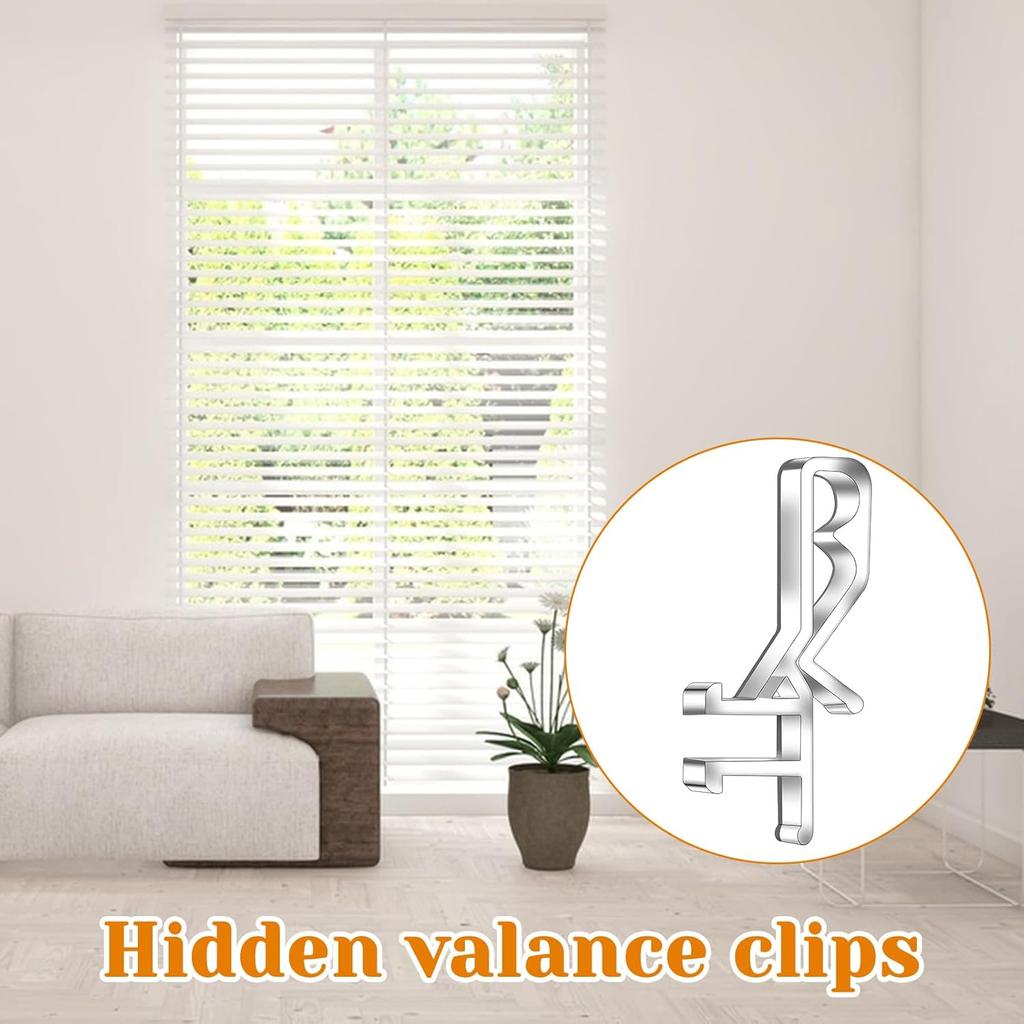 16 Pcs Hidden Channel Valance Clips, 1-7/8inch Clear Blinds Clips for Valance, Blind Valances Clip Replacement for Faux and Real Wood Window Blinds