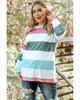 Azura Exchange Green Plus Size Colorblock Pullover Top