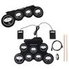 Electronic Drum Set 7 Pads 5 Tunings 8 Demonstration Songs 3 Rhythms Portable USB Roll Up Drum