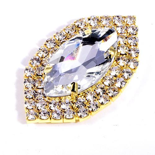 Золотая основа с серебряным основанием, стеклянная капля воды, овальный конский глаз, корсаж, брошь, пряжка, аксессуары для одежды своими руками