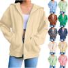 Women's Fashion Casual Solid Color Sweatshirt Autumn/Winter Long Sleeve Pocket Cardigan Jacket Zipper Hoodie Coat