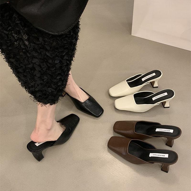 Баотоу полушлепанцы женские летние новые туфли на толстом каблуке и высоком каблуке высококлассные крутые шлепанцы