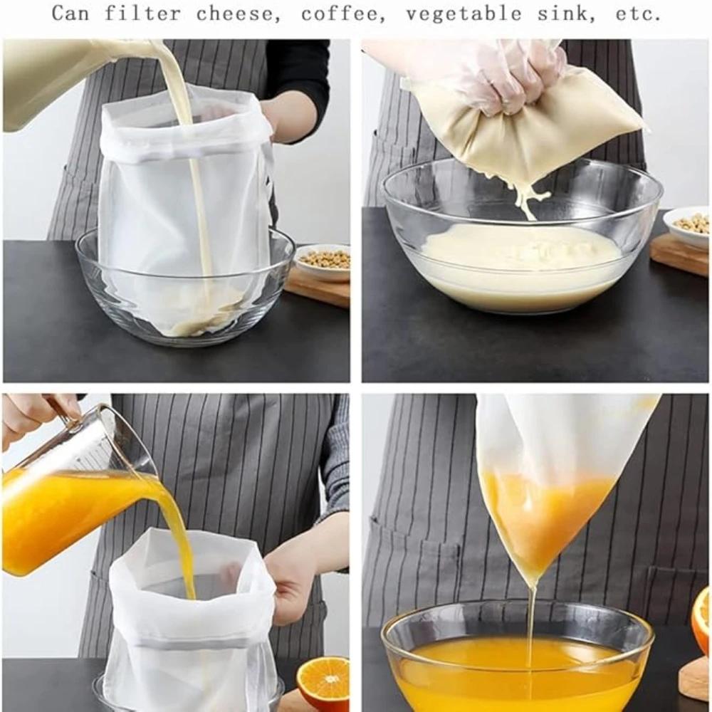 1-30Pcs Soy Milk Filter Bag Yogurt Nylon Filter Bag 100 Mesh Food Grade Nut Milk Coffee Tea Beer Filtration Strainer Mesh