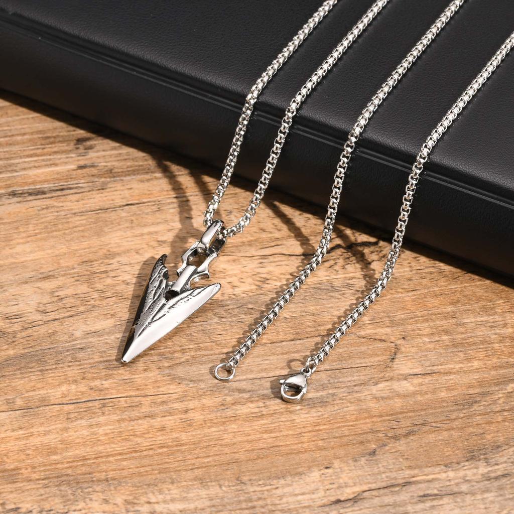 Ожерелья с наконечниками стрел Spear Point для мужчин, Крутые Панк-ожерелья-воротники с подвесками-стрелами из нержавеющей стали на цепочке-коробке, Подарочные украшения