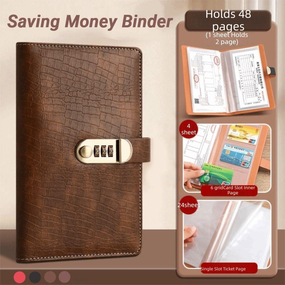 Solid Color Money Savings Challenge Binder PU Leather Cash Envelopes Binder  Cash Management
