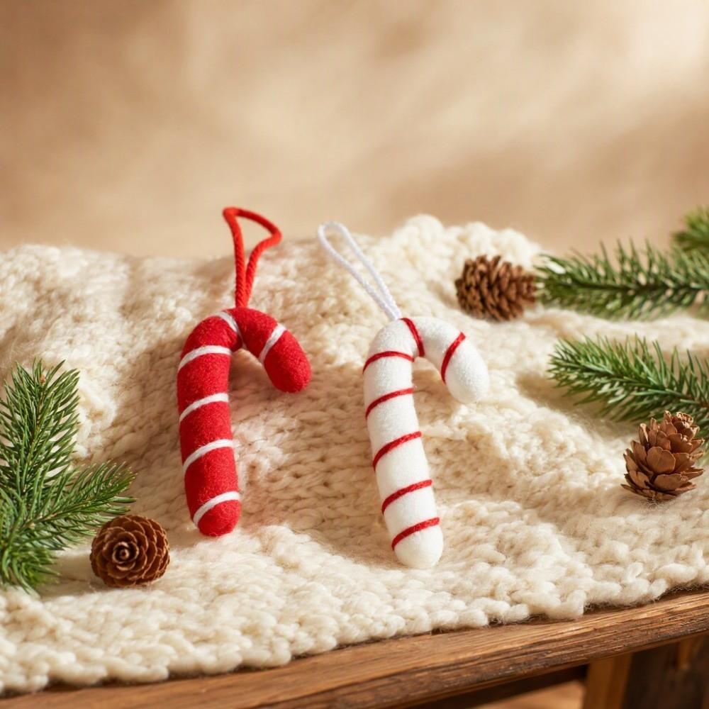 Felt Material Felt Candy Cane Ornament Striped Design Xmas Tree Hanging Candies Home Decoration