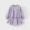 David Bella Girls' Dress Children's Purple Dress 2026 Spring New Style Girls' Long-Sleeved Sweatshirt Dress