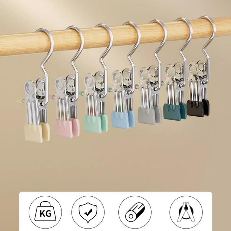 10/20 шт. Прищепки из нержавеющей стали для белья, крючок, портативная клипса для подвешивания одежды, органайзер для одежды в шкафу, вешалка
