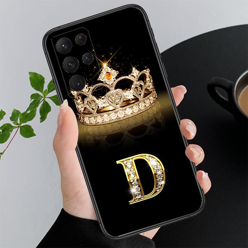 Чехол-буква с бриллиантовой короной для Samsung Galaxy A73 A13 A22 A32 A71 A33 A52 A53 A72 A73 A51 A31 A23 A34 A54 A52 A53S Funda