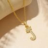 Gold-Plated Zircon Crown Letter Pendant Necklace - Women's Versatile Choker