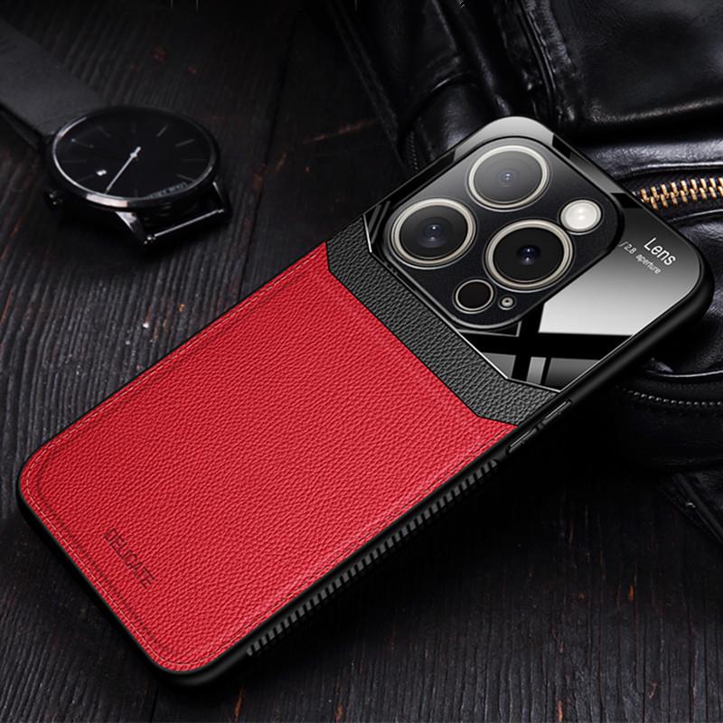 Чехол для телефона iPhone 16 Pro Max с текстурой кожи - Совместим с iPhone 15, 14, 13, 12, 11, XS