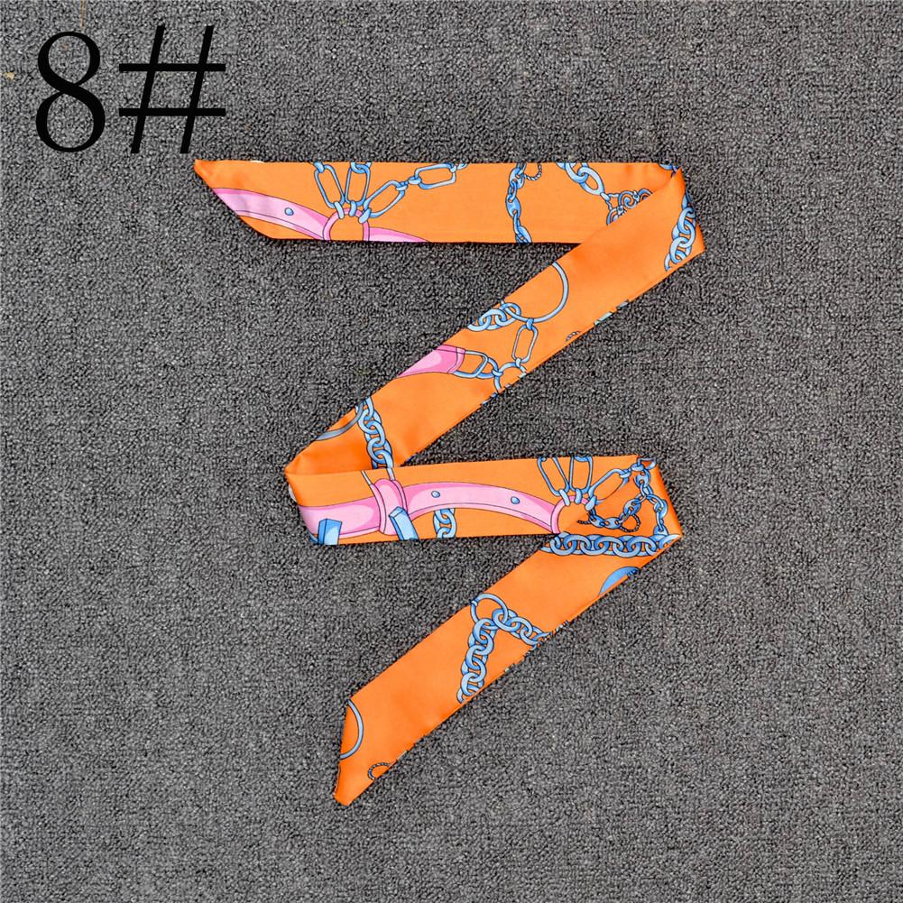 Fashion Color Printing Long Silk Scarf Women Ribbon Neckerchief Print 4cm Thin Narrow Scarves Bag Hair Band Ribbon Headscarve