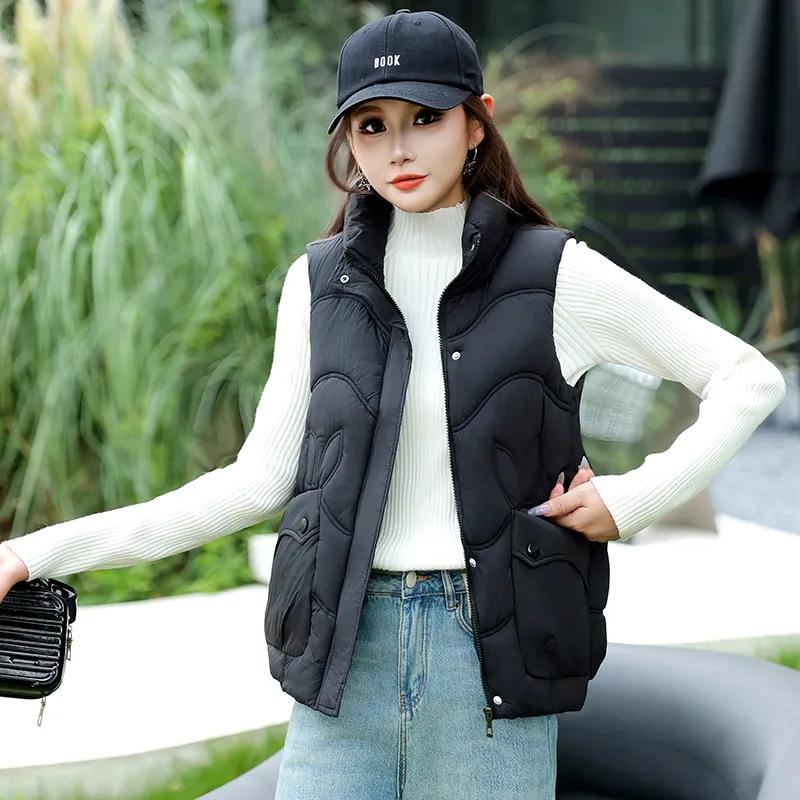 Winter Sleeveless Down Vest for Women Stand-up Collar Warm Tank Top Casual Light Outerwear Vest