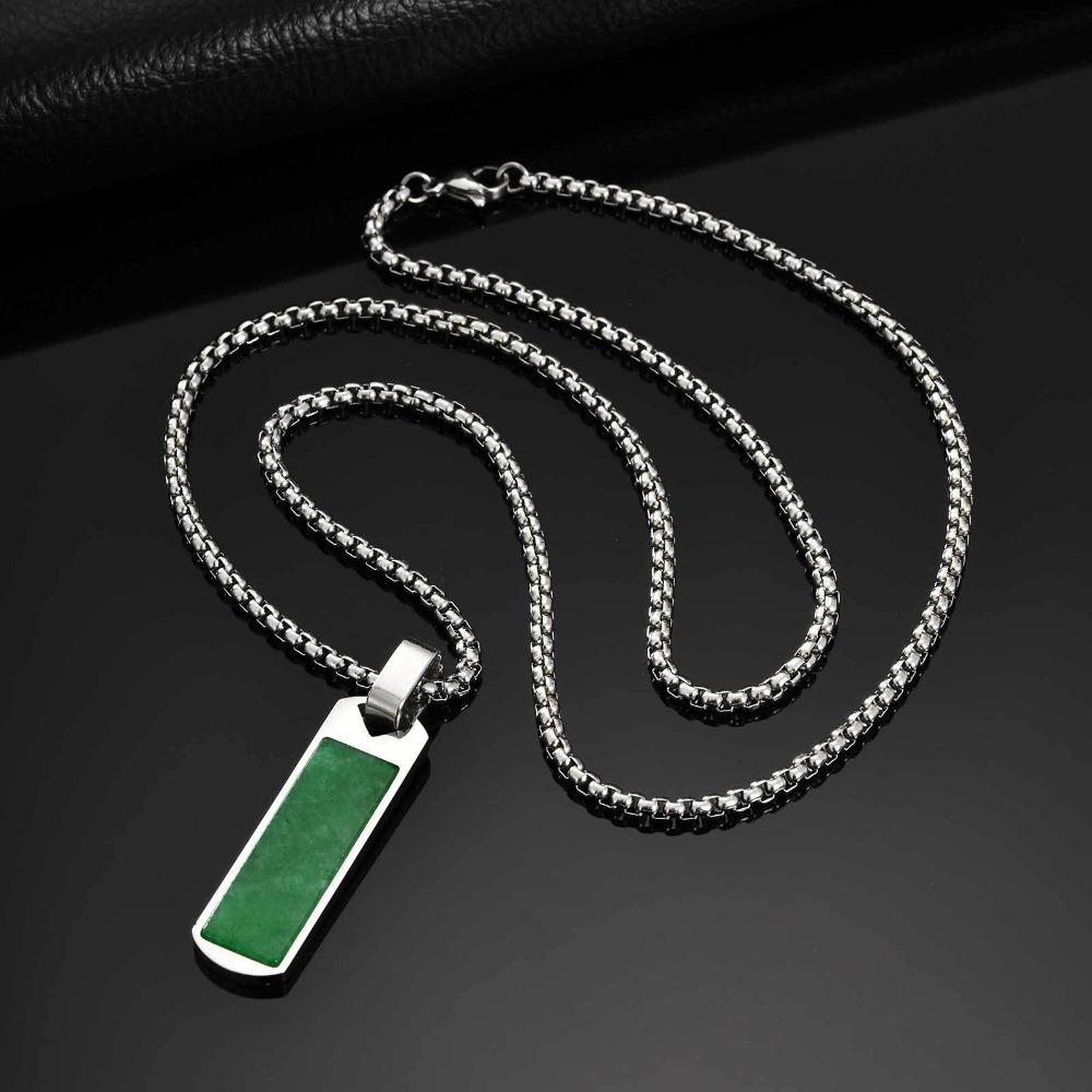 Trendy Lapis Lazuli Pendant Minimalist Stainless Steel Necklace Fashion Pendant Necklace Men