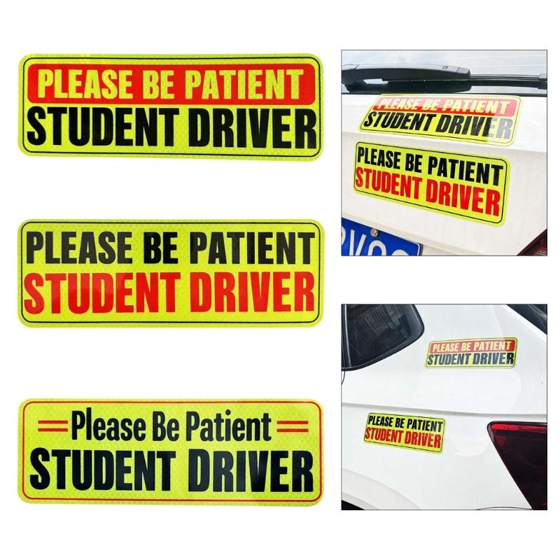 Driver Magnet Driver Bumper Magnetic Reflective Sticker for Car Please Be Patient Student Driver Magnet Reusable Signs