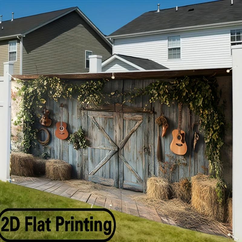2D plane, 1 rural farmhouse scene, suitable for indoor/outdoor decoration, garage door decoration