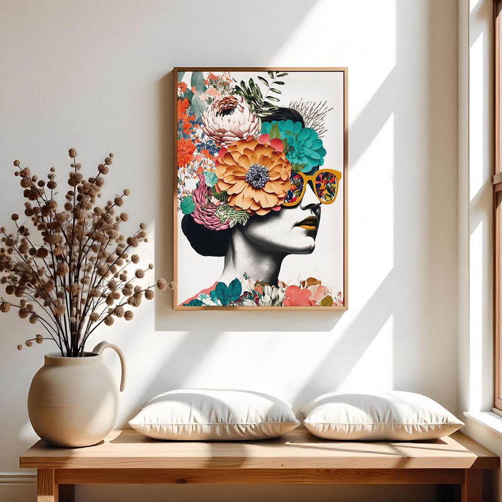 Plakat portret kobieta kolaż