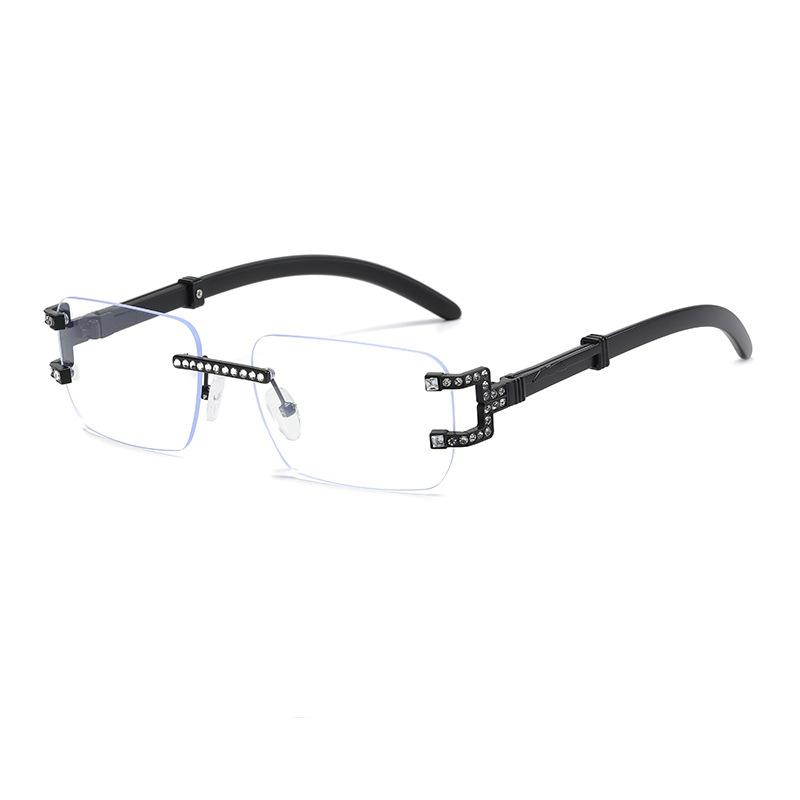 Vintage Fashion Luxury Brand Designer Rimless Diamond Sunglasses Women Crystal Rhinestone Square Sun Glasses For Men Uv400