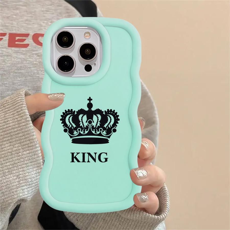 Мягкий чехол для телефона для iPhone 15 Plus XR 13 11 8 14 16 Pro Max 17 Air 12 Корона Королева Король Буква