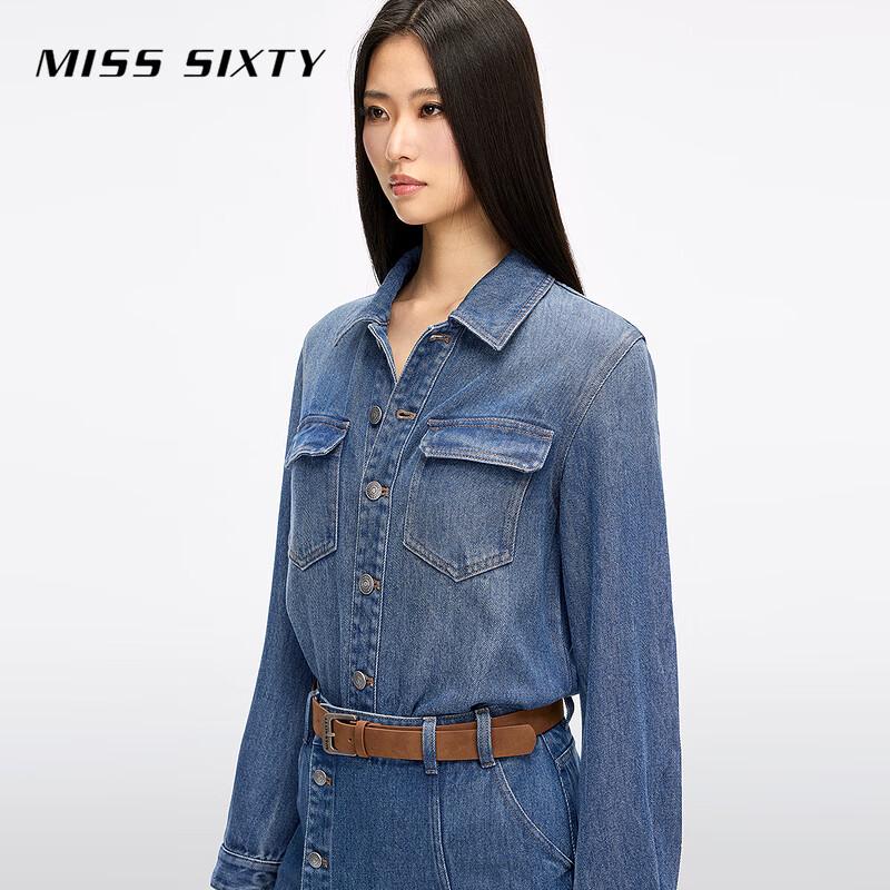 Miss Sixty Женское джинсовое платье-туника из лиоцелла с поясом, длинное, для работы