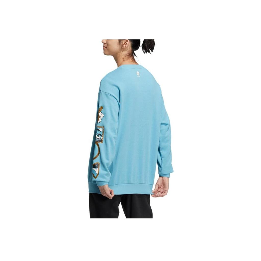 adidas Толстовка с круглым вырезом и длинными рукавами Neo на флисовой подкладке, топы унисекс, винтажный синий IA6847
