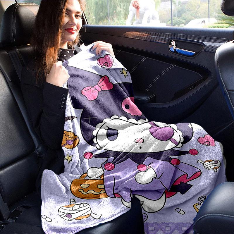 1pc Halloween Costume Kuromi Blanket, Seasonal Home Decorative Throw for Room, Soft Warm Bedding Gift Idea for Family and Friend, Living Room, Travel,