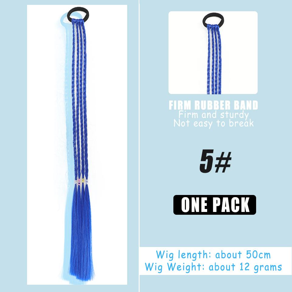 Синтетический парик WTB, цветная градиентная коса, плетеная веревка для маленьких девочек, высокотемпературная шелковая повязка на голову ручной работы, детский парик