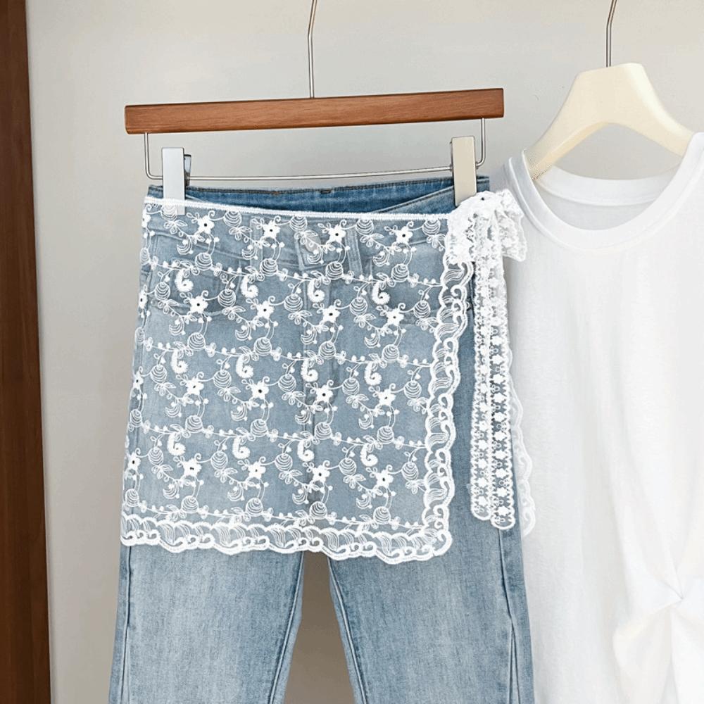 Slim Fit Lace Fart Curtain Jeans Decor Women's Scarf Trendy Hip Curtain for Women