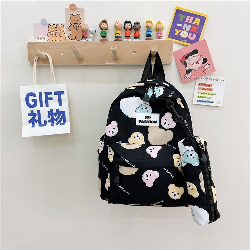Cartoon Bear Polyester Kids Backpack With Lightweight Design For School