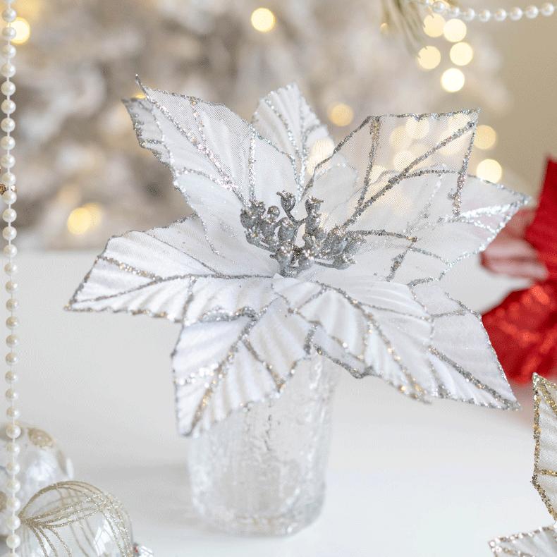 Рождественское украшение 25 см золотого цвета шампанского Рождественская фланелевая сетка Цветочная елочная гирлянда Украшение