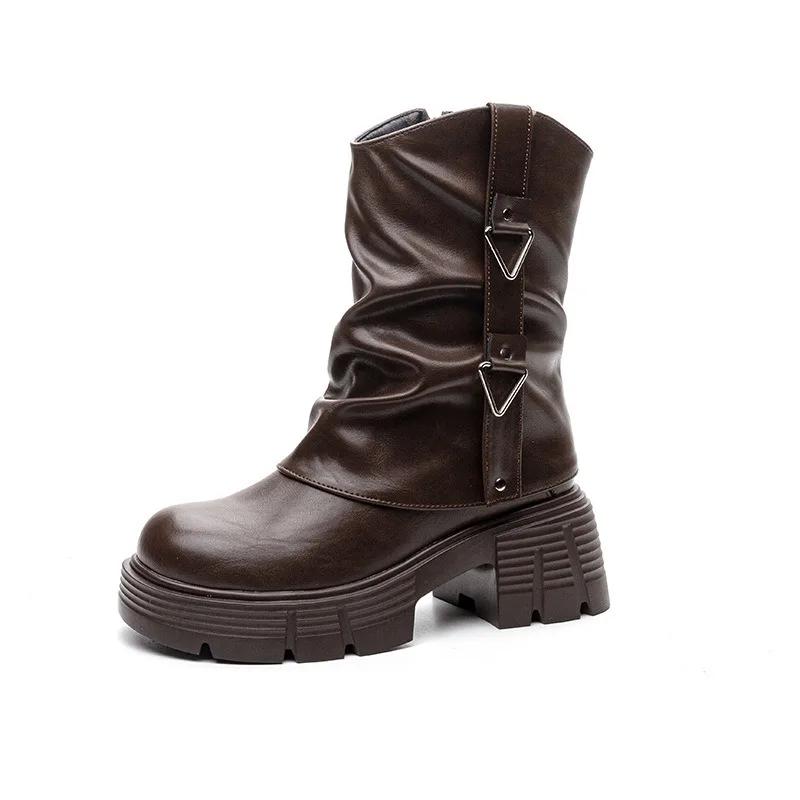 Мода 6,5 см Новая микрофибра кожа Весна Круглый носок Зима Плюш Мода Женская обувь Осень Ботинки Женские Ботильоны-чулок