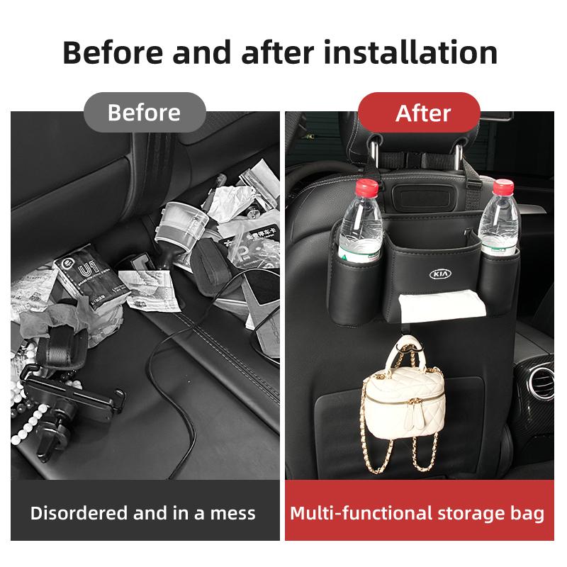 CAUWZ1 Car Seat Middle Armrest Leather Hanging Organize Storage Bag For KIA Cerato Proceed Venga Stonic Picanto Sorento Stinger