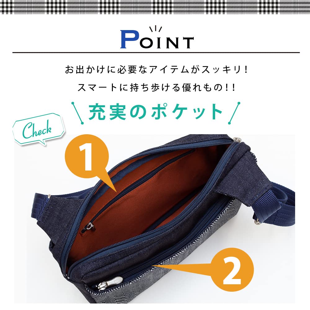 Sacoche Bag Shoulder Bag Crossbody Lightweight Sacoche Made in Japan Okayama Herringbone Denim WP Body Bag Dad Birthday Gift [creare KIKI] Men's