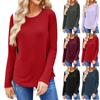 Women's Fashion Solid Color Round Neck Long Sleeve T-shirt Casual Autumn Tops