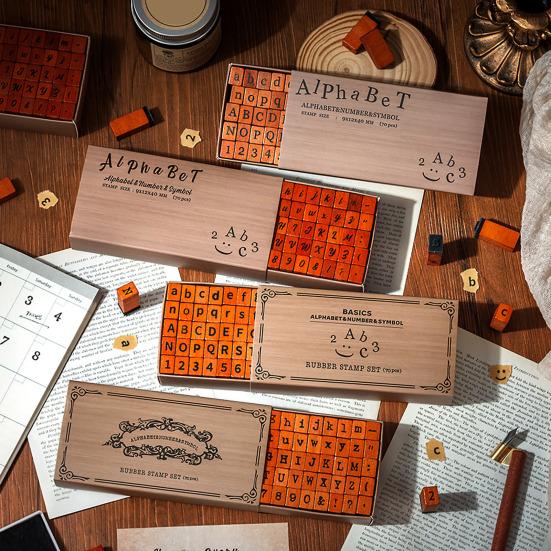 Деревянные штампы в виде букв алфавита с гладкими краями, многоцелевой набор штампов для букв, набор для самостоятельного создания скрапбукинга, принадлежности для штамповки