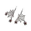 Zinc Zinc Alloy Spider Web Earrings Rhinestone Spider Pendant Earrings Halloween Earrings  Halloween