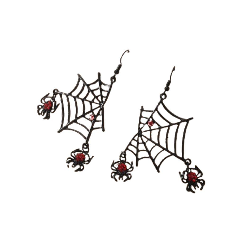 Zinc Zinc Alloy Spider Web Earrings Rhinestone Spider Pendant Earrings Halloween Earrings Halloween
