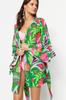 Women's Fashion New Kimono&Kaftan Paisley Patterned Belted Mini Woven Flounce KimonoKaftan