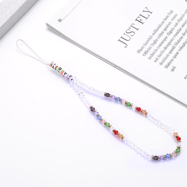 Модные женские акриловые глиняные каменные бусины, цепочка для мобильного телефона, ремешок для мобильного телефона, подвесной шнур, брелок для ключей, ювелирные изделия, настраиваемые