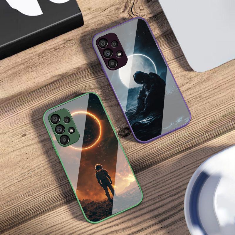Red Moon Explorer Чехол для телефона из закаленного стекла для Samsung Galaxy S10 4G S20 11E 30 S21 22 S24 Fe Pro S23 S25 Ultra 5G S9