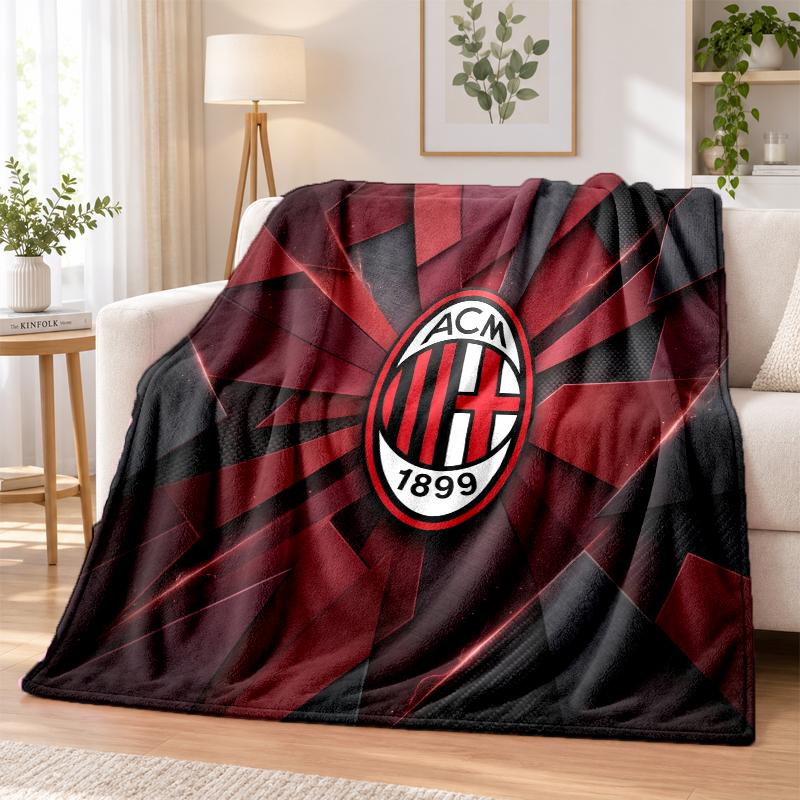 AC Milan Printed Flannel Blanket Warm Comfort Bed Throw For Indoor Home Decoration