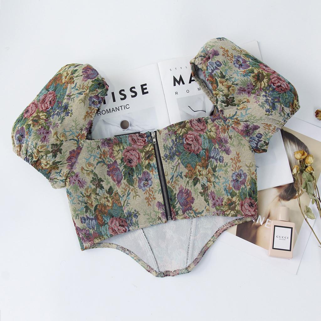 Women's Sexy Backless Bubble Sleeve Fishbone Camisole Niche Court Vintage Tank Top