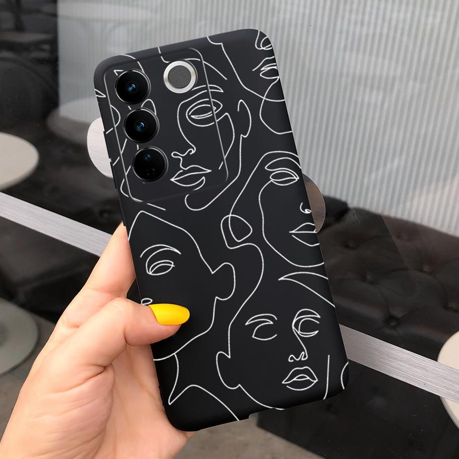 Чехол для Vivo V27 Pro Задняя крышка для Vivo V27e Модный чехол-фунда конфетного цвета с рисунком для Vivo V27 5G V 27e V27Pro V2237 V2230 Мягкий чехол
