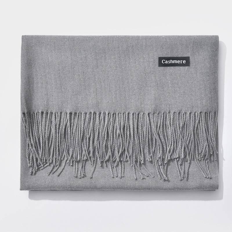 Women Men Pure Color Pashmina Wool Cashmere Scarf Shawl Unisex Accessories