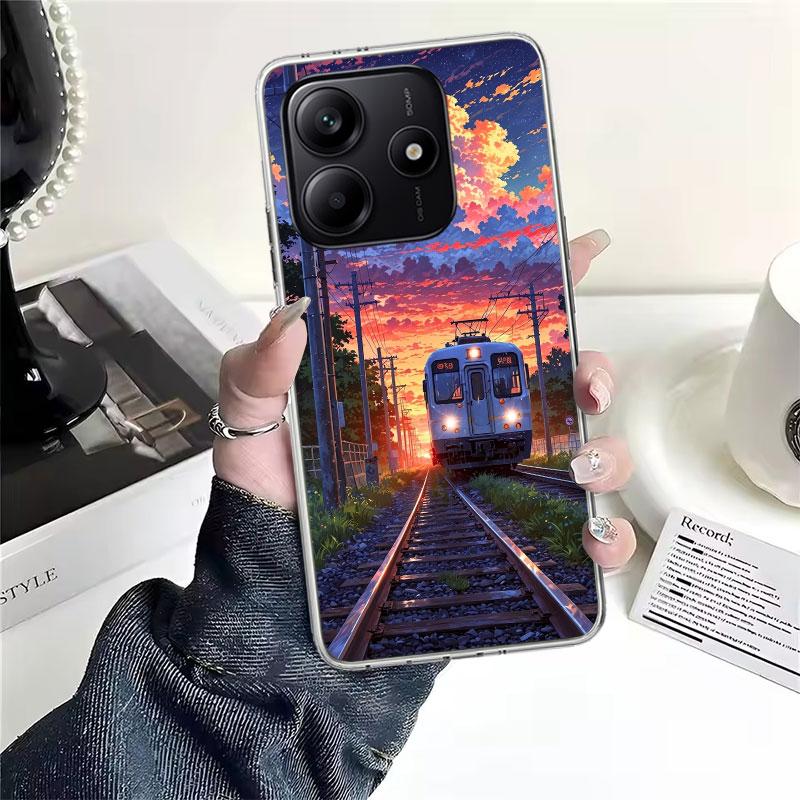 Ретро Японский Сакура Поезд Мягкий Чехол Для Телефона Для Xiaomi Redmi Note 15 14 14S 13 12 Pro Plus 12S 11 11S 11E 10 10S 11T 5G Fundas C